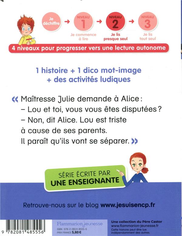 Back cover of Je suis en CP Tome 15 : Lou a deux maisons