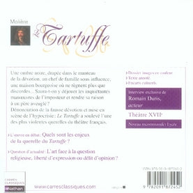 Back cover of Le tartuffe                     (texte intégral ; dossier pédagogique)