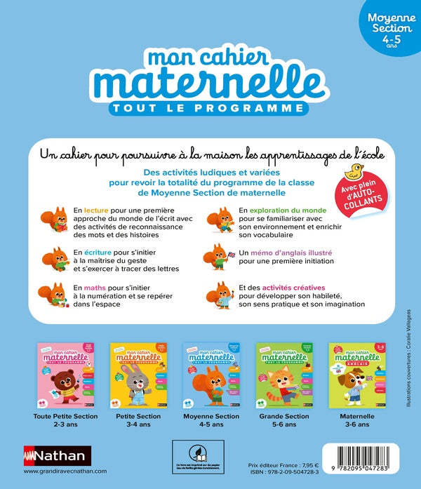Back cover of Mon cahier maternelle : Tout le programme ; MS