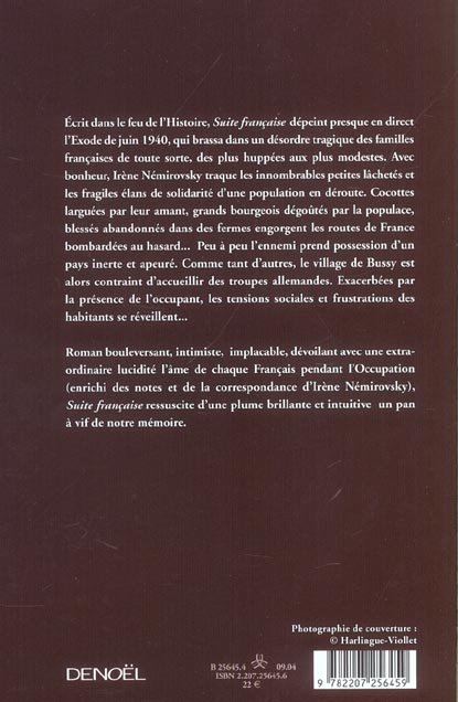 Back cover of Suite francaise                     (PREFACE DE MYRIAM ANISSIMOV)