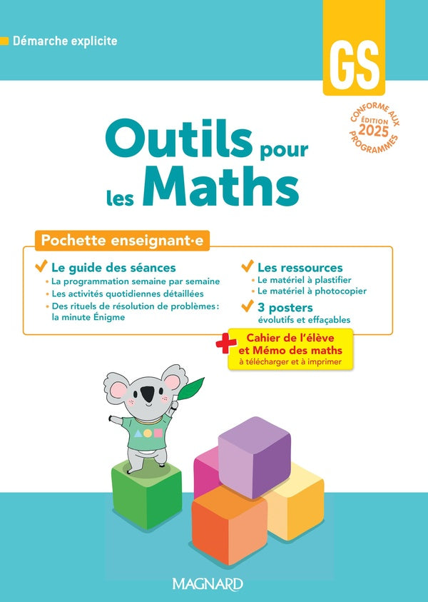 Front cover of Outils pour les maths : GS : Guide pédagogique + Posters + Fiches ressources (édition 2025)