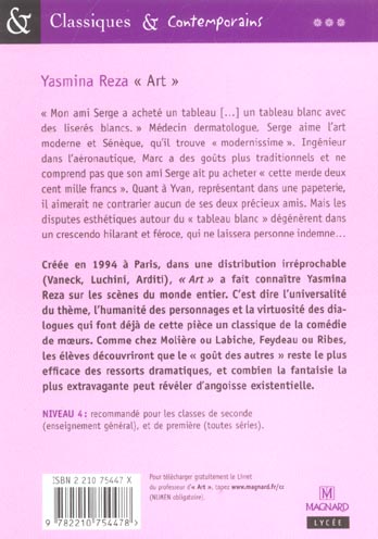 Back cover of Art                     (ANNOTE PAR JOCELYNE HUBERT)