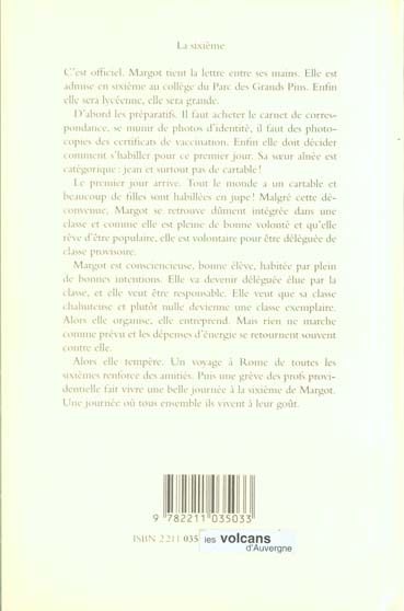 Back cover of La sixième