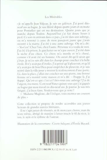 Back cover of Miserables cf nouvelle edition