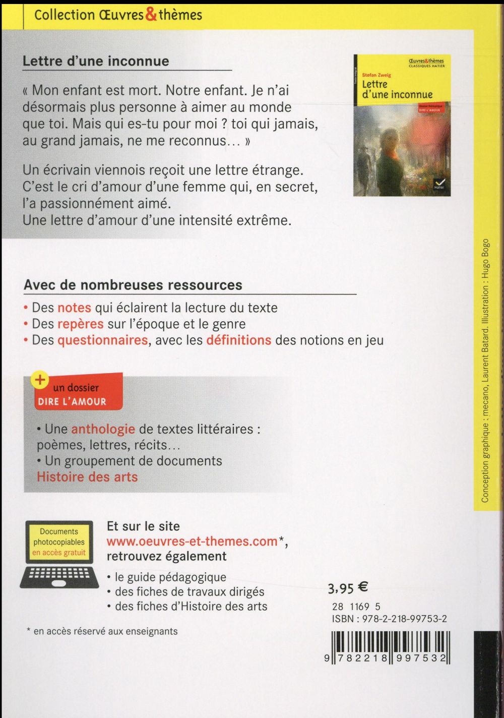 Back cover of Lettre d'une inconnue