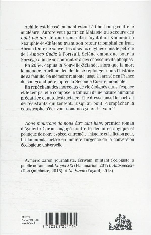 Back cover of Nous mourrons de nous être tant haïs