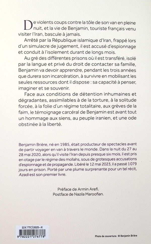 Back cover of Azadi : 1079 jours otage en République islamique d'Iran
