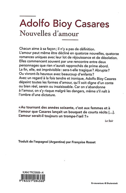 Back cover of Nouvelles d'amour