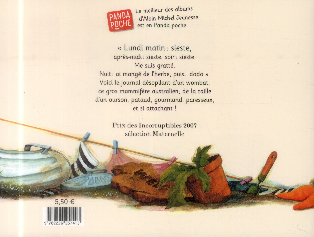 Back cover of Je mange, je dors, je me gratte... je suis un wombat