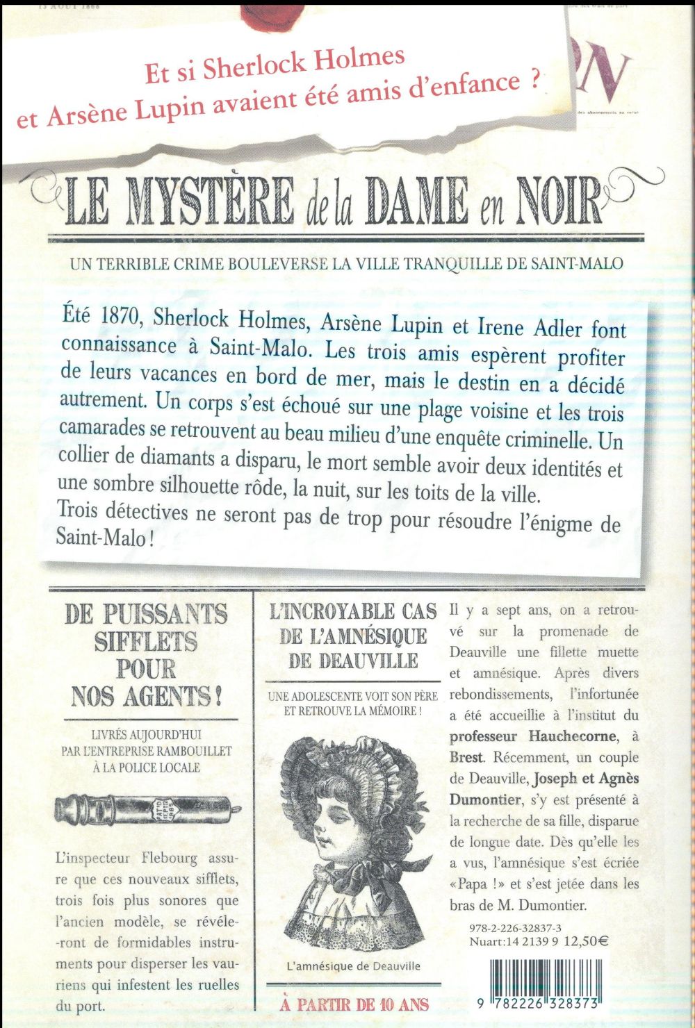 Back cover of Sherlock, Lupin & moi Tome 1 : le mystère de la dame en noir