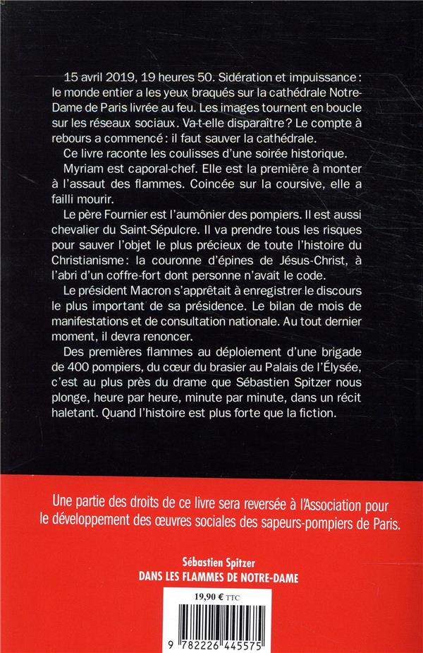 Back cover of Dans les flammes de Notre-Dame