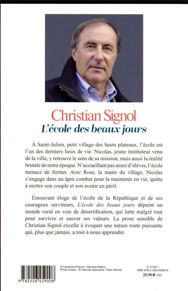 Back cover of L'école des beaux jours