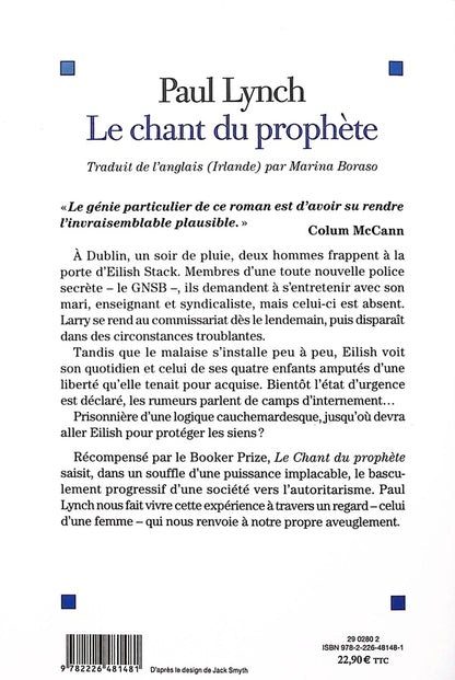Back cover of Le Chant du prophète