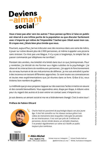 Back cover of Deviens un aimant social : En finir avec la peur du regard des autres                     (Préface de Fabien Olicard)