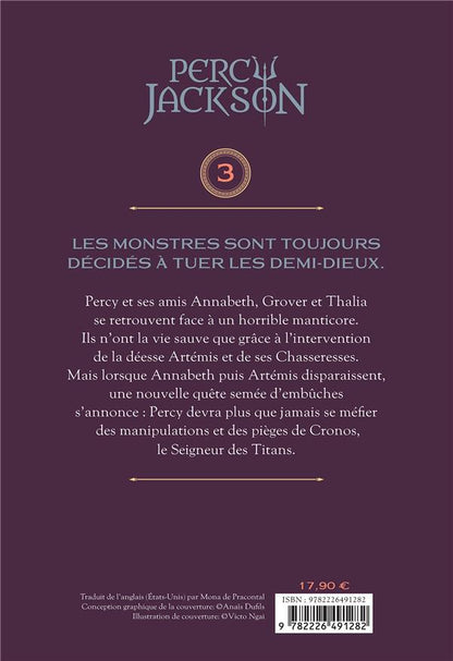 Back cover of Percy Jackson Tome 3 : Le sort du Titan