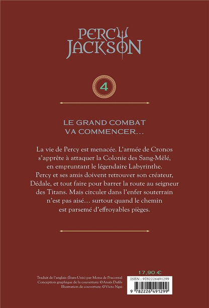 Back cover of Percy Jackson Tome 4 : La bataille du labyrinthe