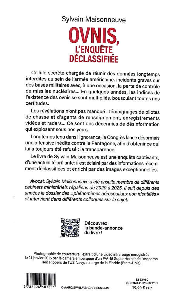 Back cover of Ovnis, l'enquête déclassifiée : Le décryptage des vidéos interdites du Pentagone
