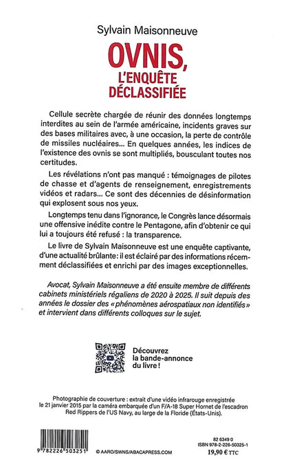 Back cover of Ovnis, l'enquête déclassifiée : Le décryptage des vidéos interdites du Pentagone