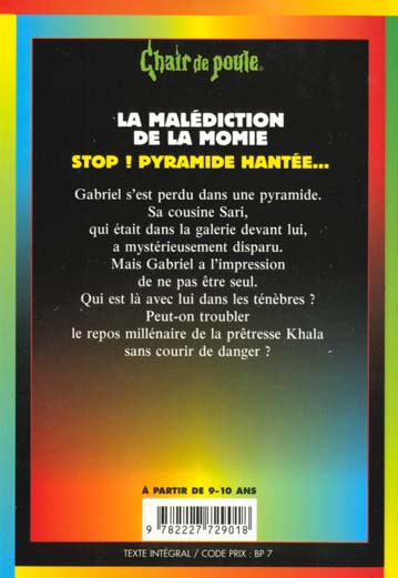 Back cover of Chair de poule Tome 1 : la malédiction de la momie