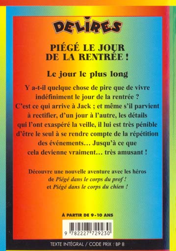 Back cover of Piege le jour de la rentree