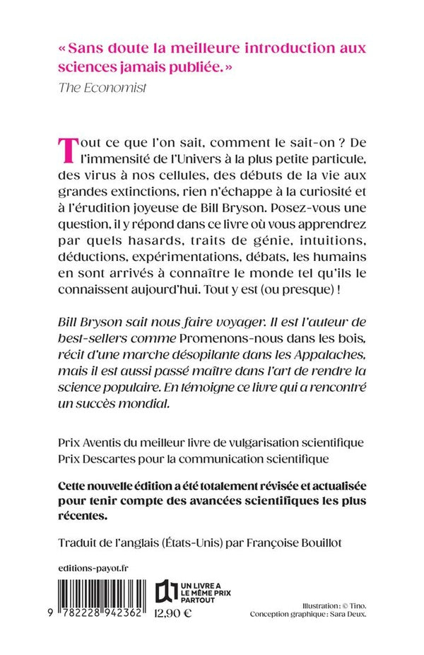 Back cover of Une histoire de tout ou presque
