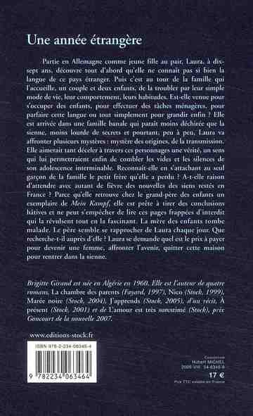 Back cover of Une année étrangère                     (IMPRESSION A LA DEMANDE)