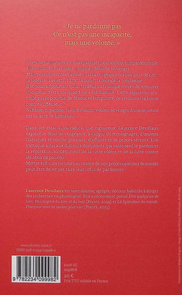 Back cover of Vengeance : Le droit de ne pas pardonner