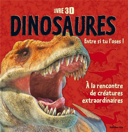 Front cover of Livre 3D dinosaures ; entres si tu l'oses ! ; à la rencontre de créatures extraordinaires