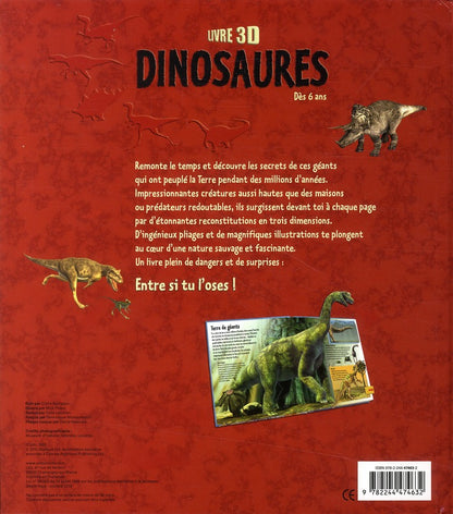 Back cover of Livre 3D dinosaures ; entres si tu l'oses ! ; à la rencontre de créatures extraordinaires