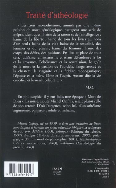 Back cover of Traite d'athéologie                     (IMPRESSION A LA DEMANDE)