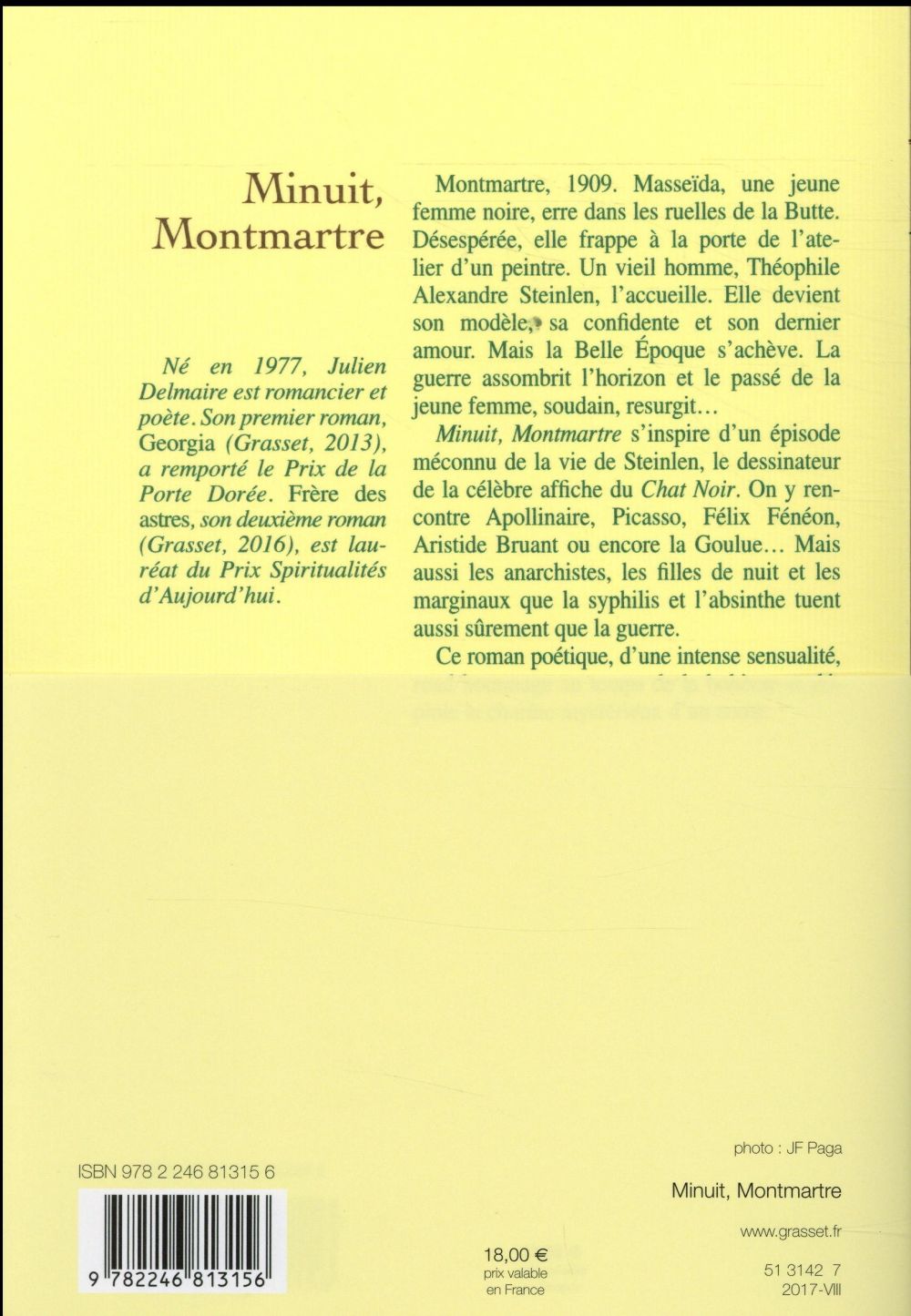 Back cover of Minuit, Montmartre