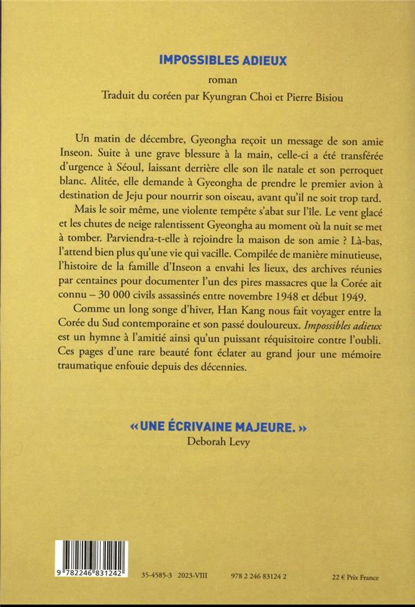Back cover of Impossibles adieux                     (traduction conjointe Pierre Bisiou)