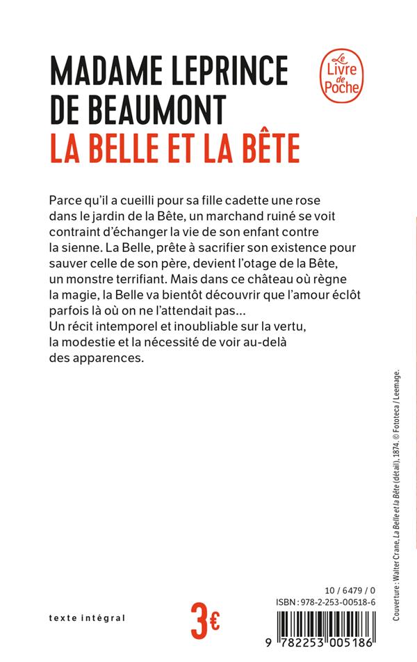 Back cover of La belle et la bête