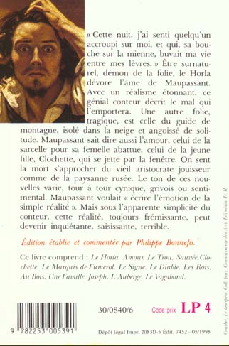 Back cover of Le Horla et autres récits fantastiques