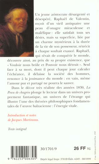 Back cover of La peau de chagrin