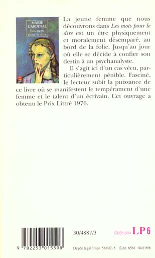 Back cover of Les mots pour le dire