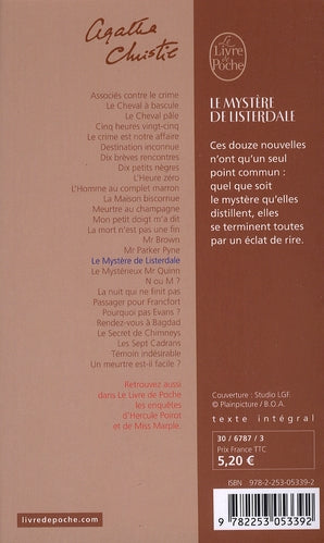 Back cover of Le mystère de Listerdale