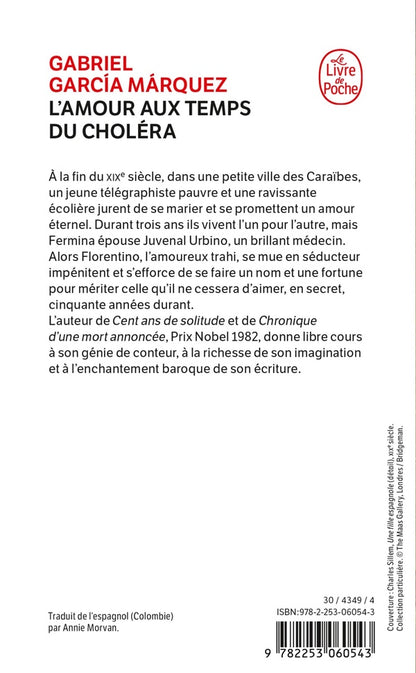 Back cover of L'amour aux temps du choléra