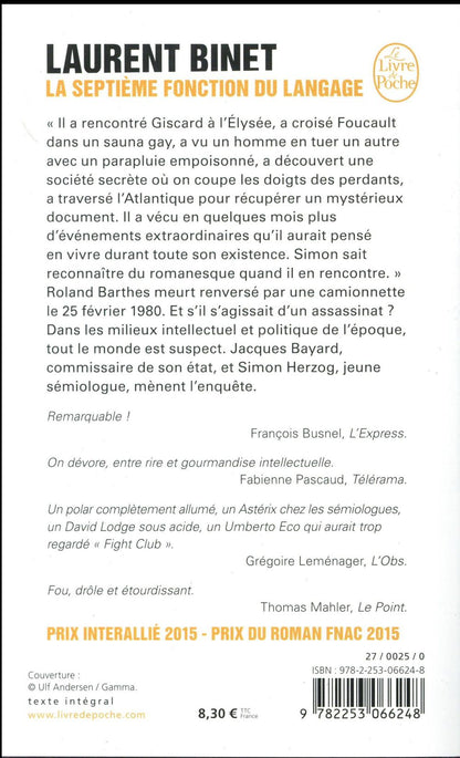 Back cover of La septième fonction du langage