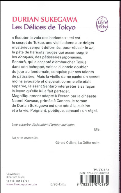 Back cover of Les délices de Tokyo