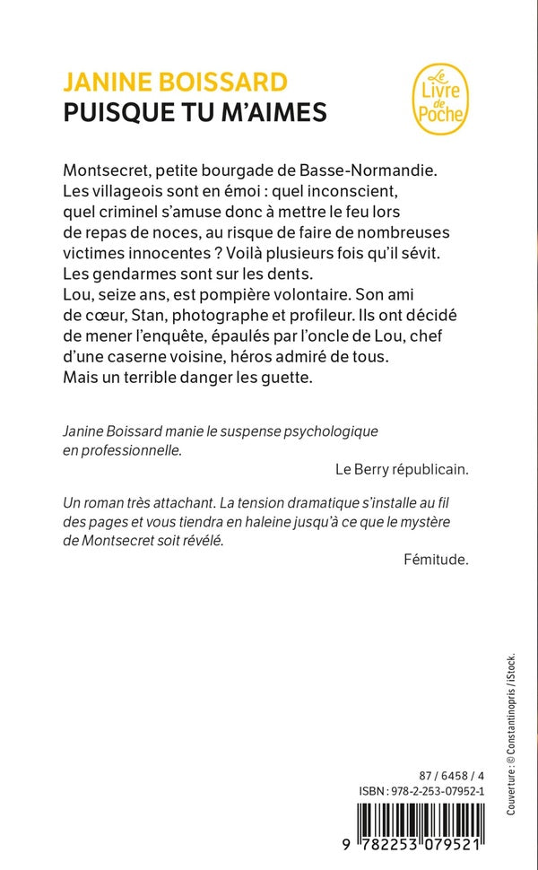 Back cover of Puisque tu m'aimes