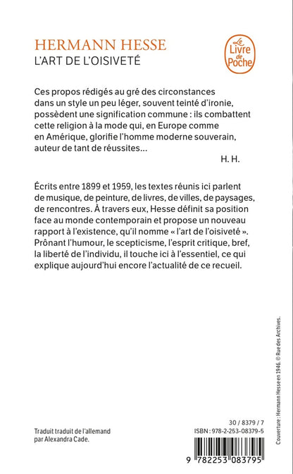 Back cover of L'art de l'oisiveté