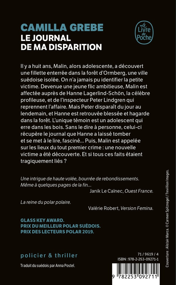 Back cover of Le journal de ma disparition