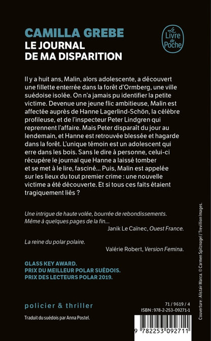 Back cover of Le journal de ma disparition