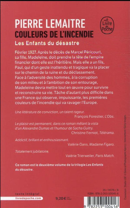 Back cover of Couleurs de l'incendie