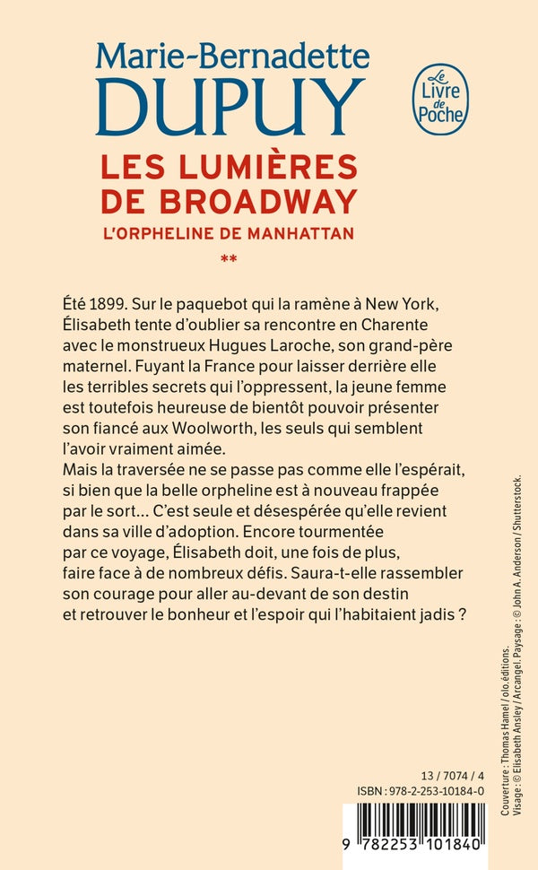 Back cover of L'orpheline de Manhattan Tome 2 : les lumières de Broadway