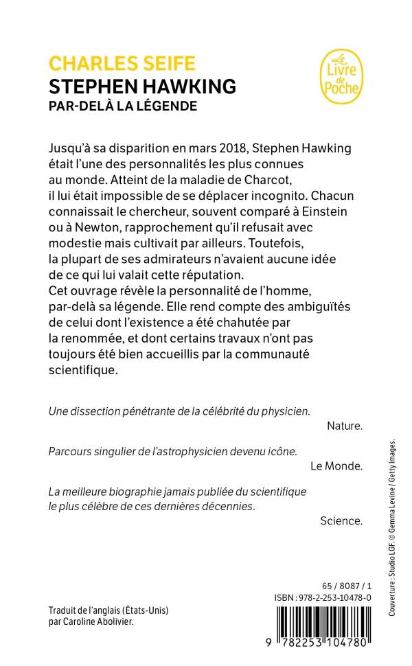 Back cover of Stephen Hawking : par-delà la légende
