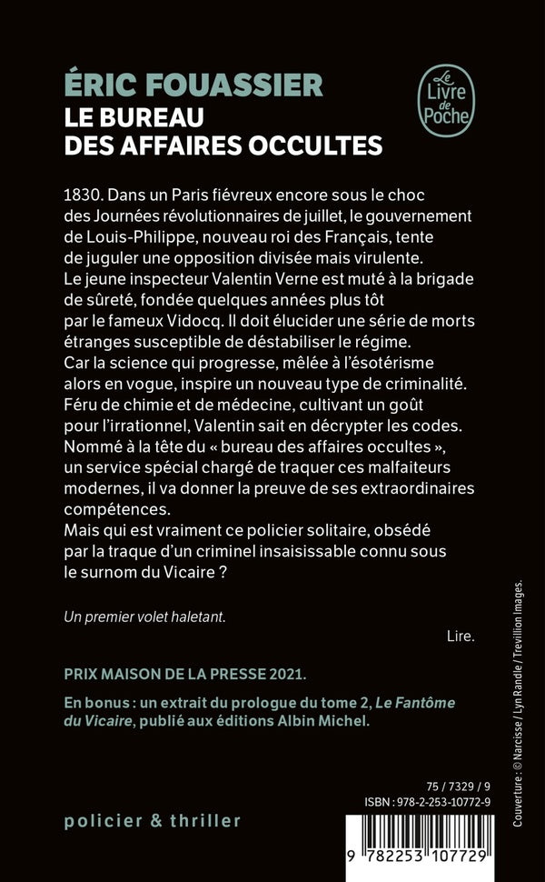 Back cover of Le Bureau des affaires occultes Tome 1