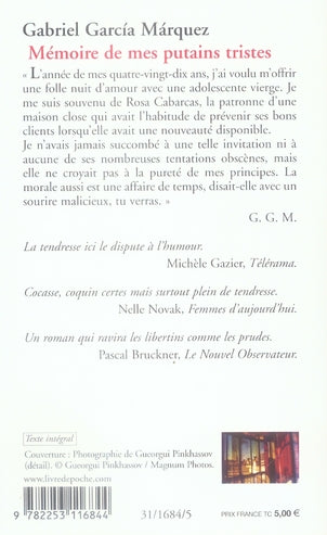 Back cover of Mémoire de mes putains tristes