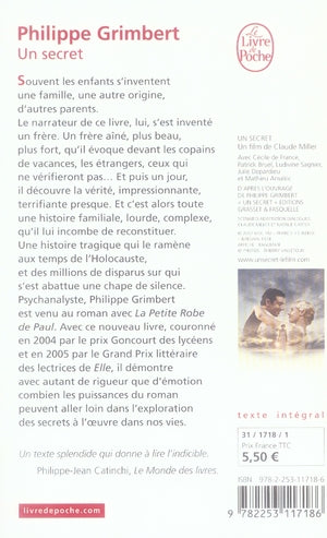 Back cover of Un secret
